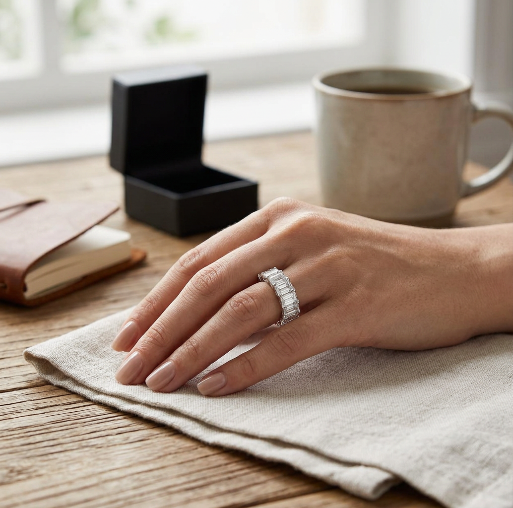 VossAgin Moissanite Eternity Band Ring — 5 — view 2
