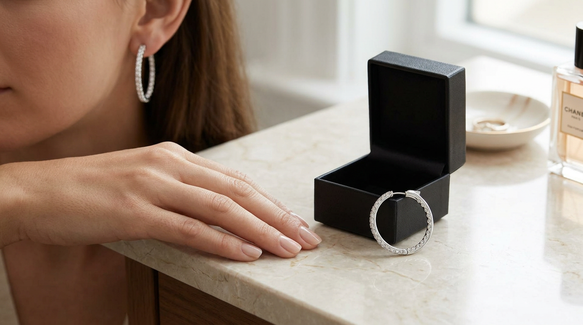 VossAgin Diamond Hoop Earrings — view 2