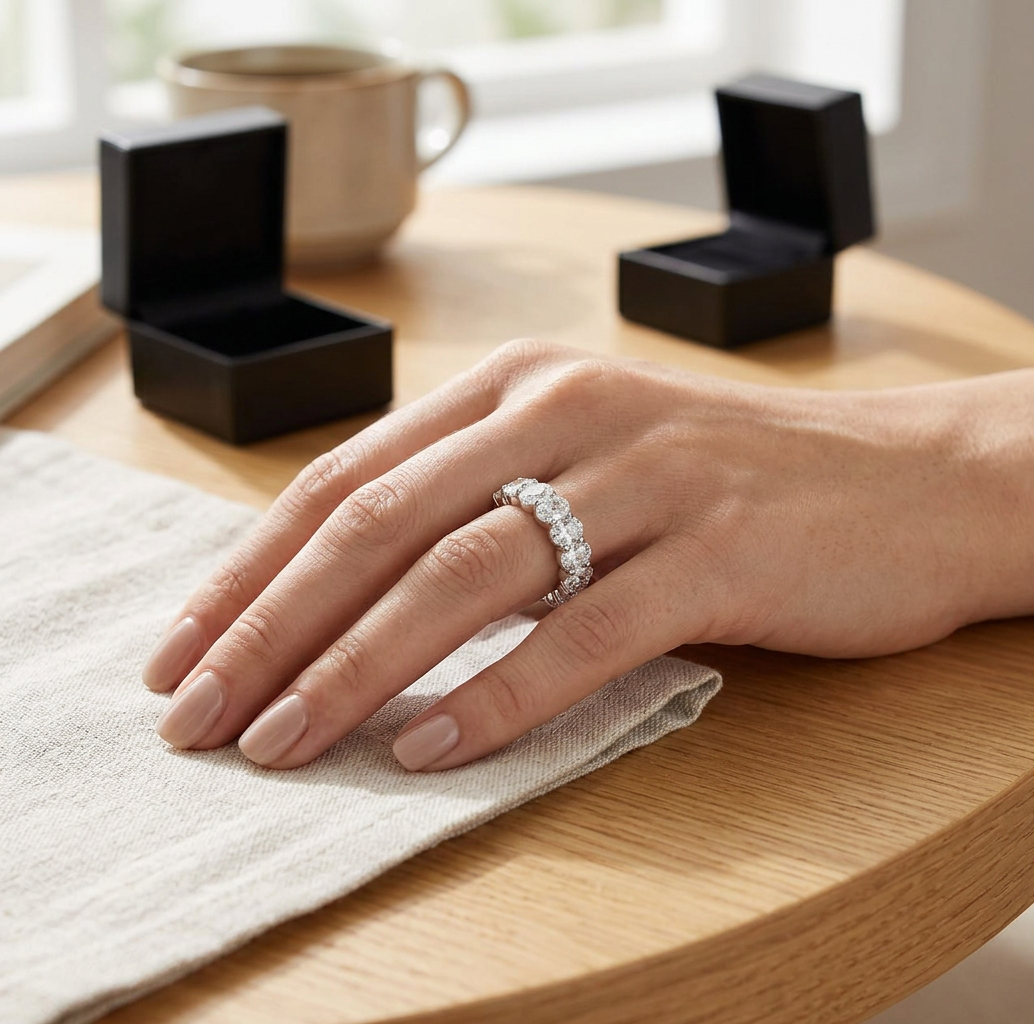 VossAgin Moissanite Eternity Band Ring — 5 — view 1