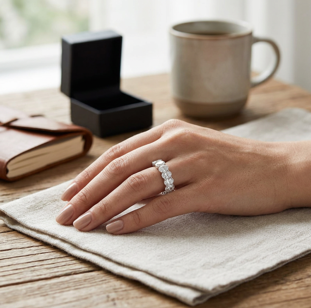 VossAgin Moissanite Eternity Band Ring — 5 — view 2