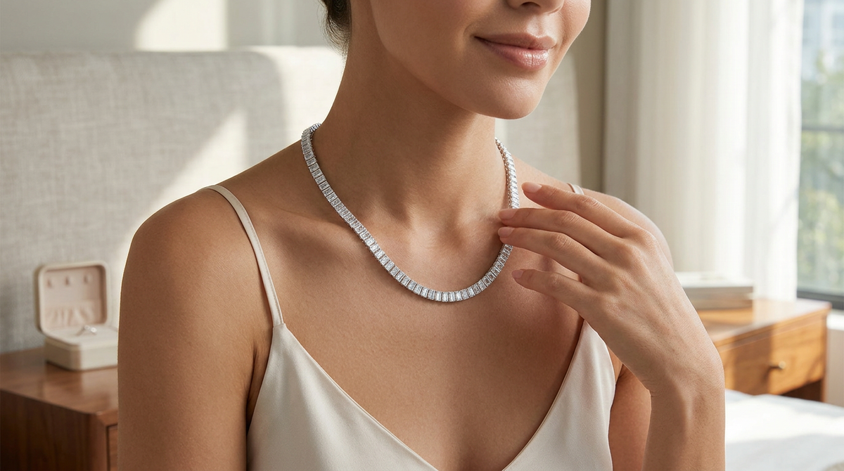 VossAgin Moissanite Tennis Necklace — view 1