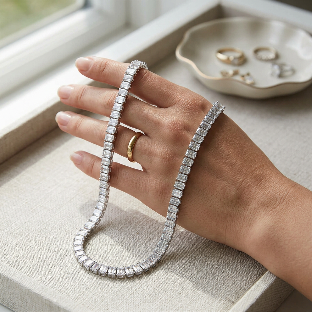 VossAgin Moissanite Tennis Necklace — view 2