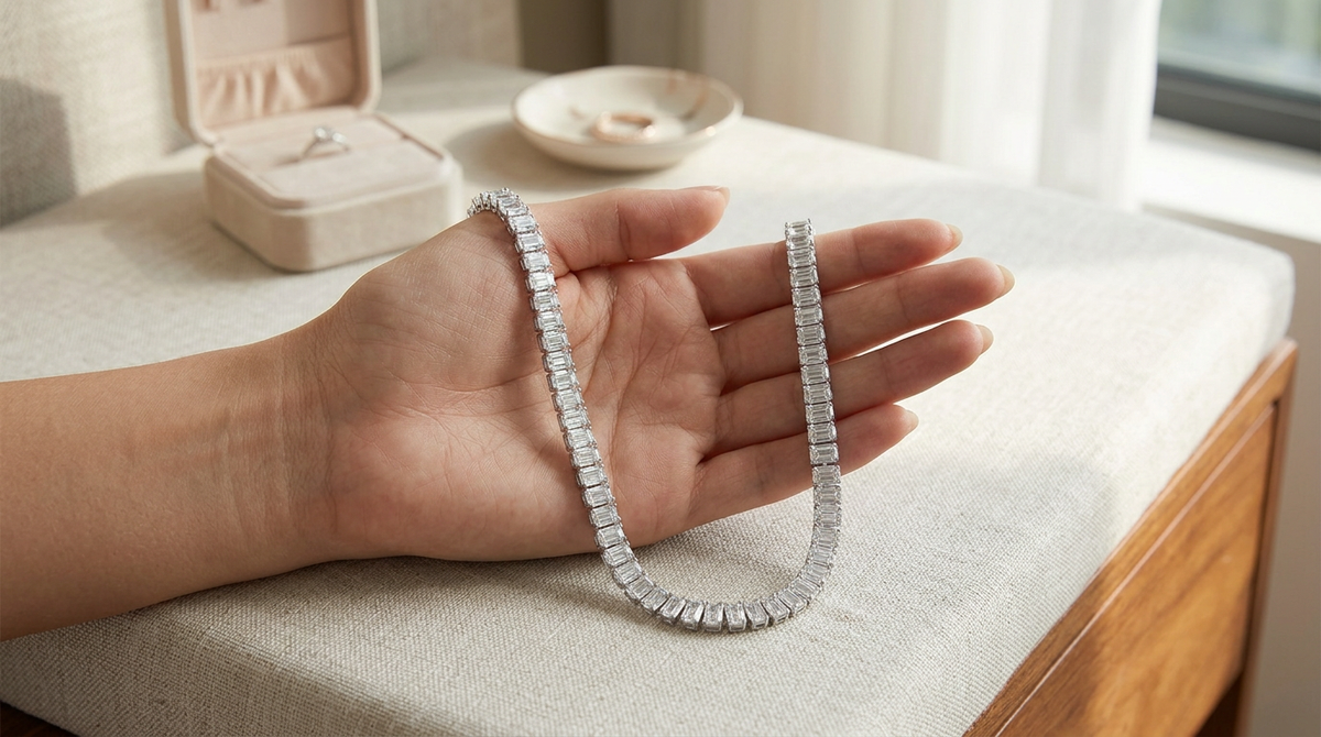 VossAgin Moissanite Tennis Necklace — view 3