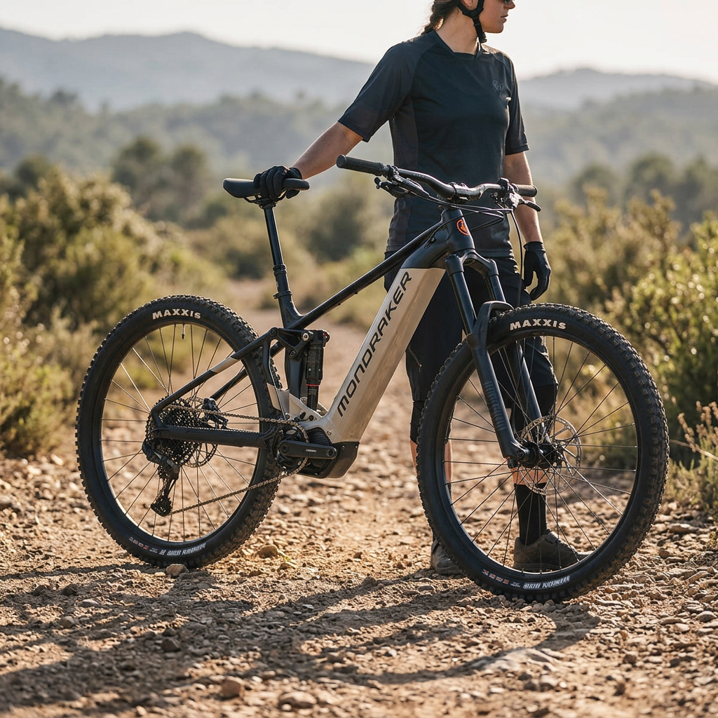 Mondraker Dusk E-Bike — S / Black-Desert Grey-Orange — view 1