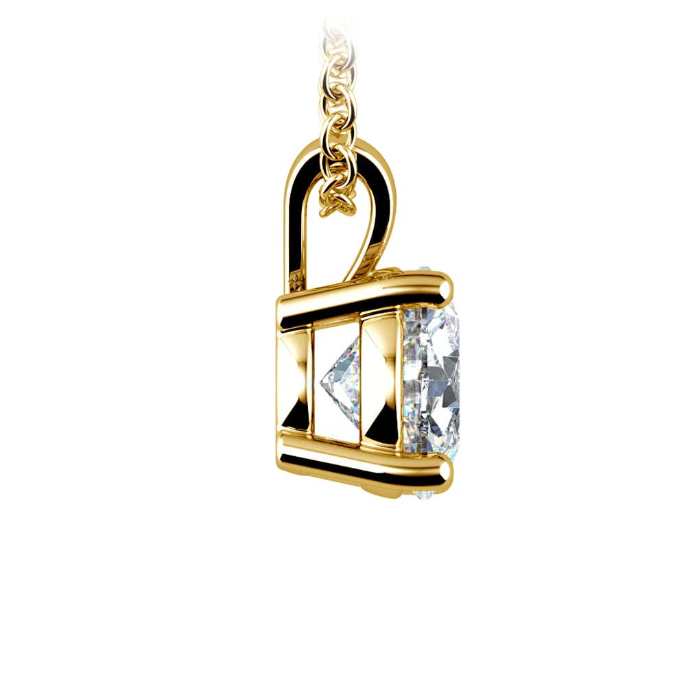 VossAgin - 1.00 CTW AGI Certified Lab Grown Diamond Pendant - G/VS Clarity Round Cut in Choice of 14K White or Yellow Gold - Yellow Gold