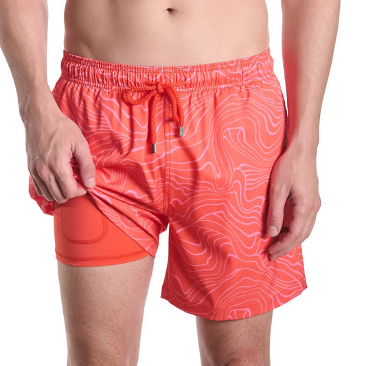 Capelle Miami Men's Sand Waves Heat and Bloom Hybrid Shorts