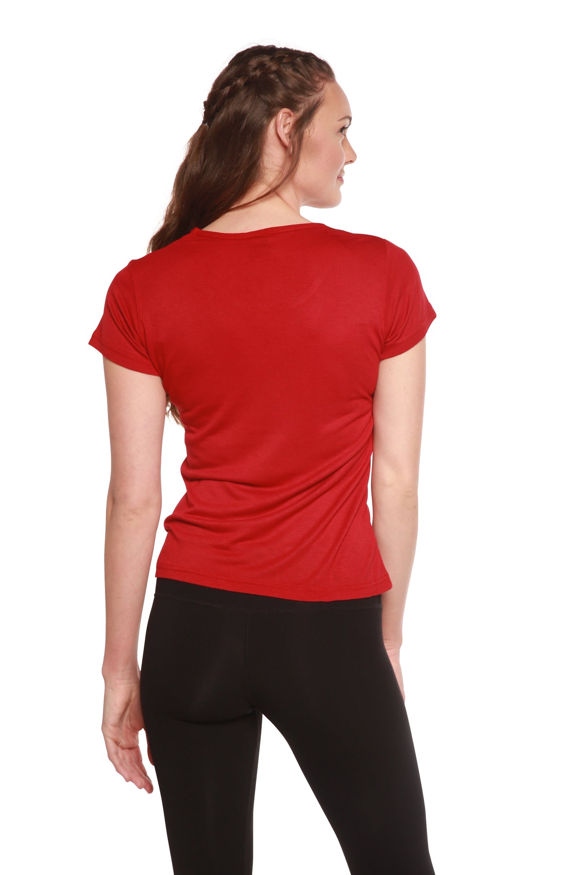T-Shirt mit Rundhalsausschnitt aus gesponnenem Bambus