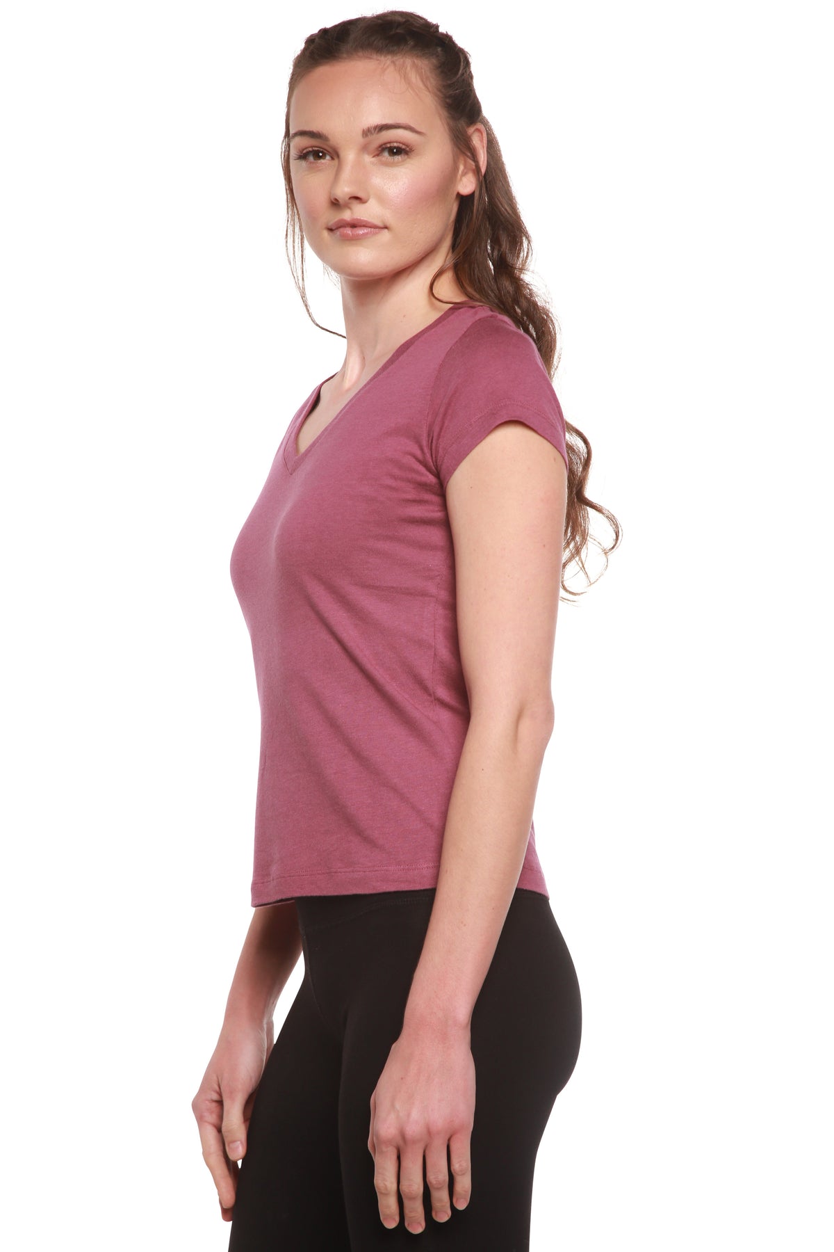 Playera de bambú con cuello en V y manga corta