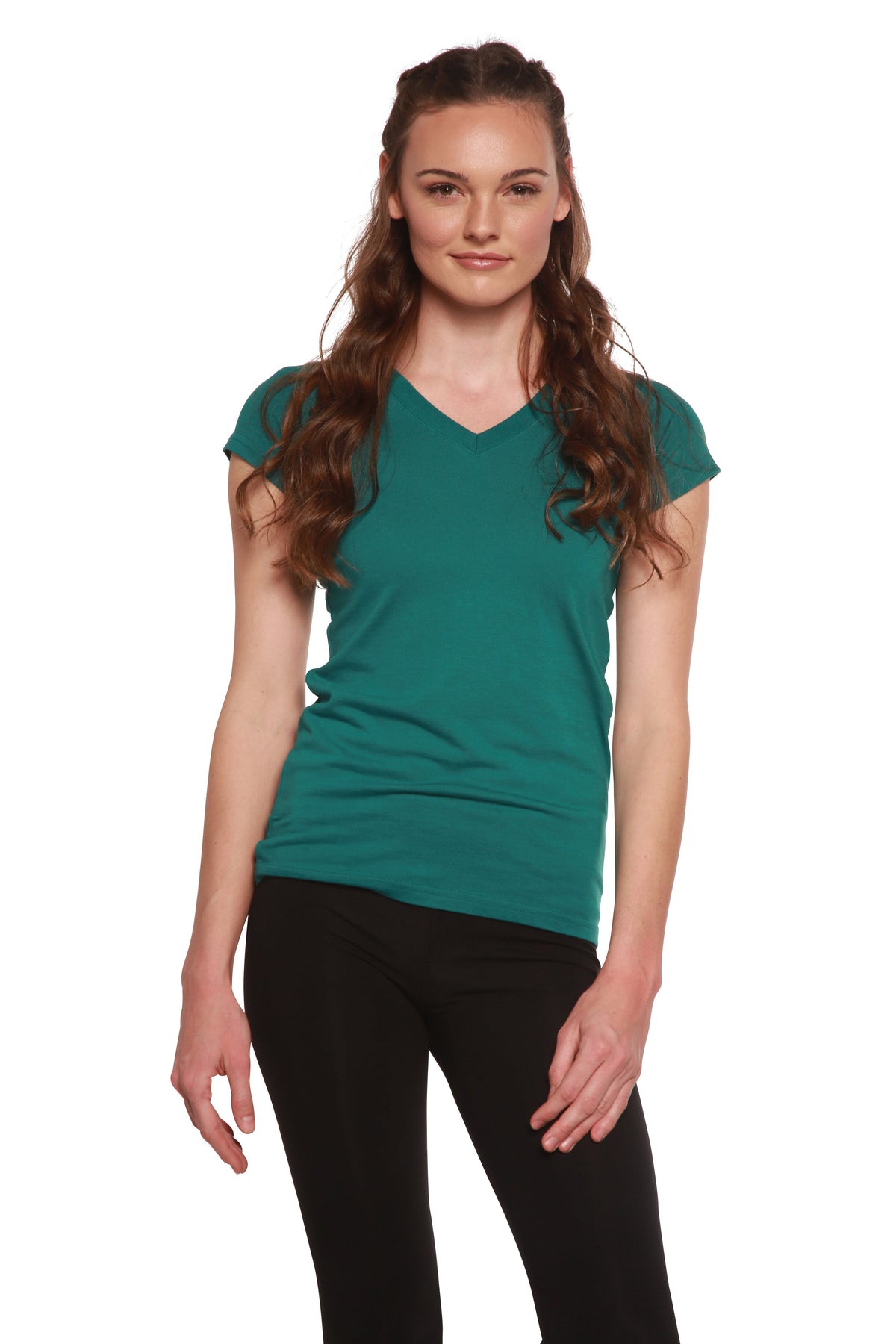 Playera de bambú con cuello en V y manga corta