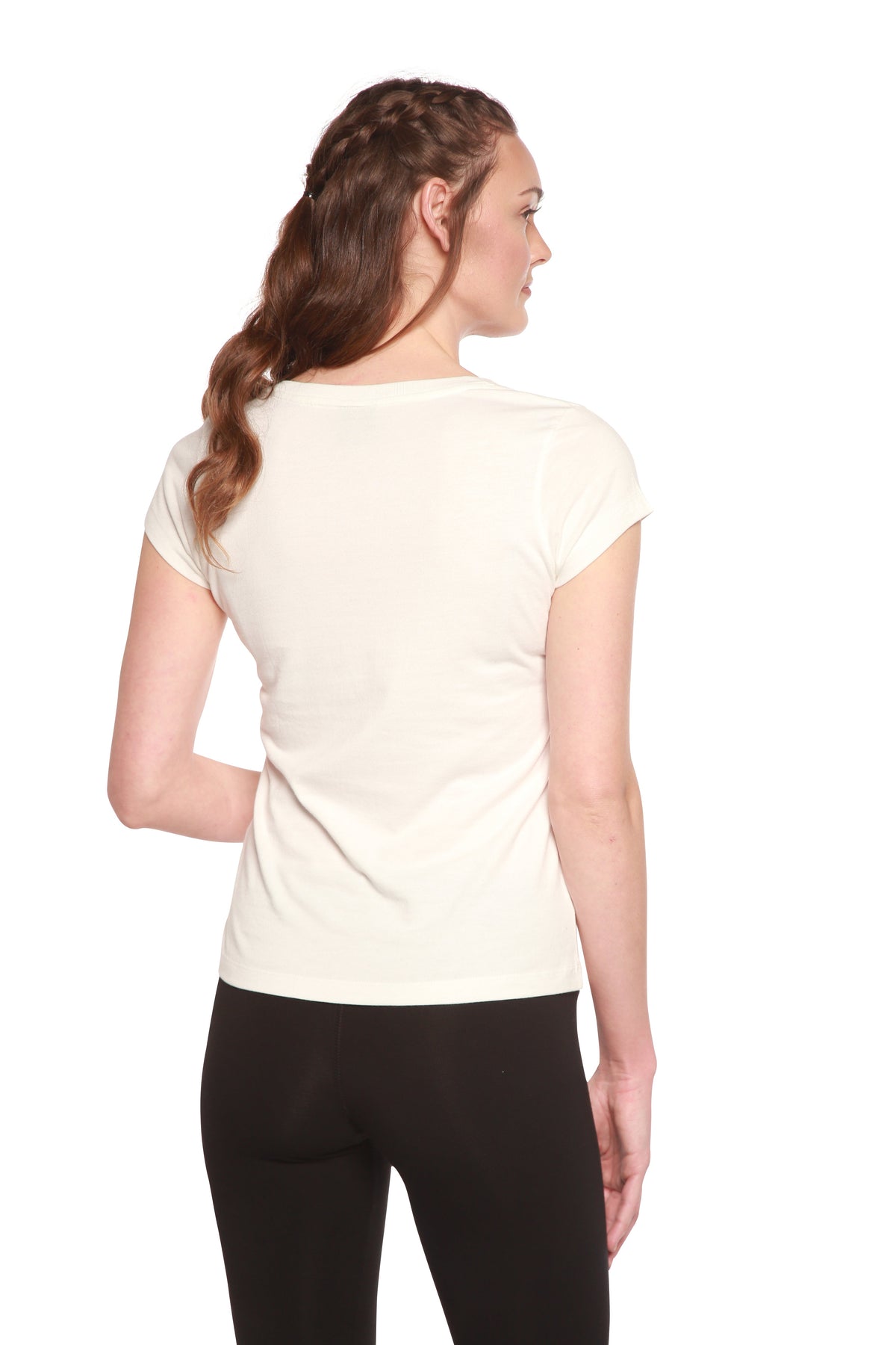 Playera de bambú con cuello en V y manga corta