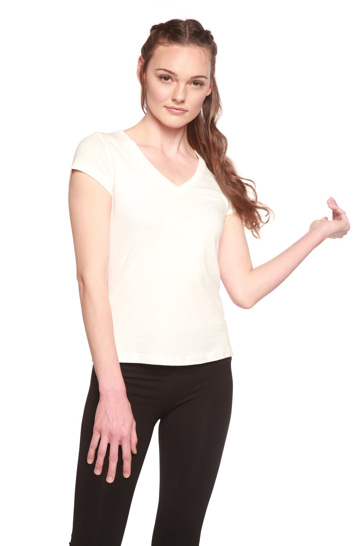 Playera de bambú con cuello en V y manga corta